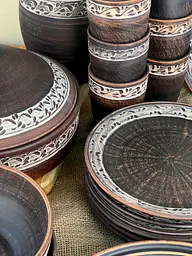 Столовий сервіз керамічного (глиняного) посуду на 6 осіб Ангоб - мініатюра 4