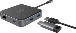 Розгалужувач, кардридер, USB-Хаб Acer USB hub Multiport Black USB-C HDMI/DP/2xUSB-A3.2/USB-C/RJ45/mini-jack, 0.15 м - мініатюра 3
