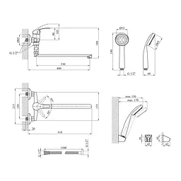 Змішувач для ванної Agua Leon-C070 CV012079 Хром - мініатюра 2
