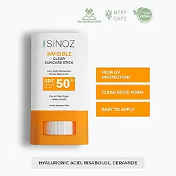 Стік для обличчя сонцезахисний Sinoz Invisible Clear прозорий SPF50+ 15 г - мініатюра 2