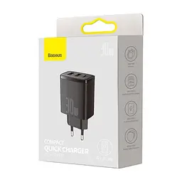 Зарядний пристрій 3 порти Baseus 30 W (1Type-C + 2 USB) CCXJ-E01 чорний - мініатюра 6