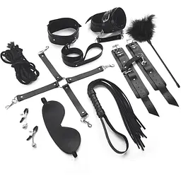 Набір Art of Sex - BDSM Set LeaTher, 10 предметів, натуральна шкіра, Чорний