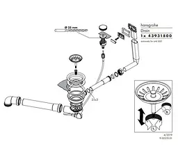 Сифон для мийки зі сталі Hansgrohe D14-11 Automatic із переливом на одну чашу Stainless Steel 43931800 - мініатюра 2