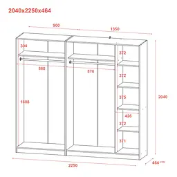 Шафа для одягу комплект Промо Сірий 2+3 ДСП 225х48х204 (80737767) - мініатюра 8