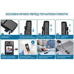 Нагрудний відеореєстратор BOBLOV A22 1080p з диктофоном, поворотним об'єктивом, дисплеєм, кутом огляду 160° - мініатюра 5