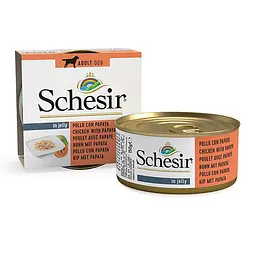 Натуральний вологий корм Schesir Chicken Papaya Шезір курка з папаєю консерви в желе для собак 150 г (613707)