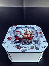 Новорічна коробка Подарункова коробка квадратна (ХДФ) 19x19x10 см. №17