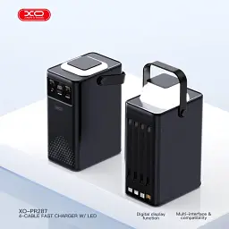 Батарея універсальна XO 80000mAh, PD/20W, QC/22,5W, Lamp, black (XO-PR287-BK) - мініатюра 6