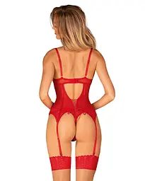 Комплект боді та стрінги Obsessive Ingridia XL/2XL червоний - мініатюра 2