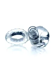 Ерекційне кільце Boss Series Rabbit Vibro Cock Ring 7.5 см прозорий - мініатюра 4