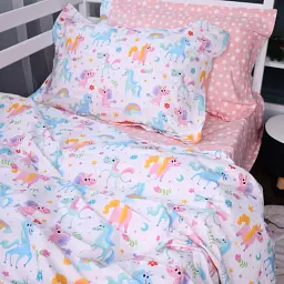 Простирадло на гумці MirSon Poplin Line Kids 05 Pony 80х200 см рожеве (2200009715655) - мініатюра 2