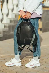Жіночий шкіряний рюкзак міський чорний 73590 Tiding Bag - мініатюра 4