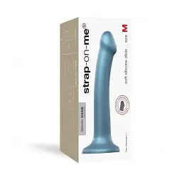 Насадка для страпону Strap-On-Me Mono Density Dildo Blue M одношаровий силікон гнучкий діаметр 3.3 см - мініатюра 5