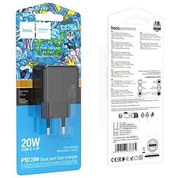 МЗП Hoco CS16A Wish PD20W (1USB-C/1L) Black - мініатюра 6