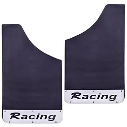 Бризковики малі Interplast Racing 375х235 мм (Смужка Нержавіюча сталь) Чорні 2 шт - мініатюра 2