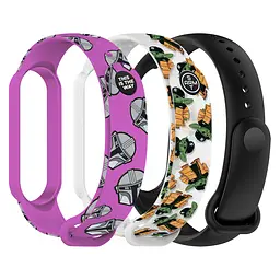 Комплект силіконових ремінців для фітнес браслетів Xiaomi Mi Band 5/6/7, Silicone, tw2, зі зручною застібкою, на фітнес трекер та смарт годинник, ArmorStandart (ARM87045)