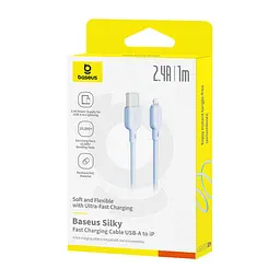 Кабель Baseus Silky Series Fast Charging Cable USB to iP 2.4A 1m Galaxy Синій - мініатюра 2