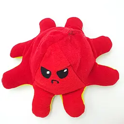М'яка іграшка Восьминіг перевертень двосторонній веселий сумний Mood Octopus 25 см UKC червоно/жовтий - мініатюра 3