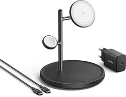 Бездротовий зарядний пристрій — док-станція ANKER Maggo 3-in-1 Wireless Charging Station чорна - мініатюра 5