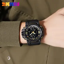 Годинник чоловічий наручний спортивний Skmei 2222 (Чорний із золотом) - мініатюра 7