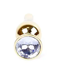 Анальна пробка - Jewellery Gold BUTT PLUG- Clear - мініатюра 4
