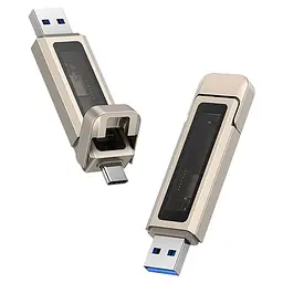 Флеш-накопичувач Usams US-ZB275 2in1 USB 3.2 + Type-C GEN1 Dual Ports Aluminum Alloy 5G – 256GB Silver