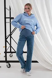 Джинси для вагітних прямі straight fit для майбутніх мам з регульованим поясом L (48) Anne Юла Мама синій