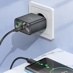 МЗП Hoco CS44A Smart PD65W (2C1A) + Type-C to Type-C Black - мініатюра 4