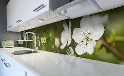 Кухонний фартух Колір вишні Макро вініла для кухні 65х250 см Квіти Зелений Happy Pocket Z184730 - мініатюра 5