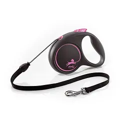 Рулетка Flexi Black Design для собак трос розмір M 5 м рожева