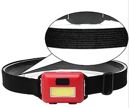 Светодиодный налобный фонарик COB 10W яркий свет от 3шт батарейки AAA фонарь на лоб, Yu Xin Красный 87647 - миниатюра 6