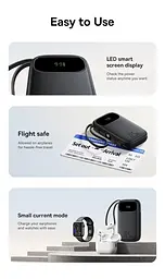 Зовнішній акумулятор із 2 вбудованими кабелями Baseus Qpow 3 20000mah 22.5w C + L чорний - мініатюра 7