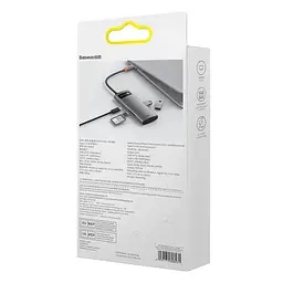 Хаб Baseus Metal Gleam Series 6-in-1 Type-C HUB Type-C to USB3.0*3+PD*1+SD/TF*1 WKWG030213 Grey - мініатюра 7