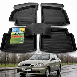 Килимки гумові Daewoo Lanos корити з перемичкою 5 шт