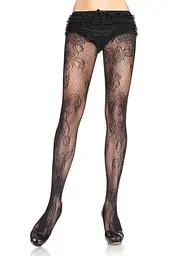 Колготки Leg Avenue ажурні з трояндами S-L чорні