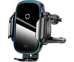 Автотримач Baseus Light Electric Hold Wireless Charger 15w із бездротовою зарядкою [WXHW03-01] Black [53379] - мініатюра 2