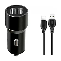 Зарядний пристрій XO TZ09 2.4A/2 USB + cable lightning Black (XO-TZ09L-BK)