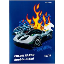 Папір кольор. А4 двостор. 15арк./ 15кольор. Hot Wheels HW24-250/Kite