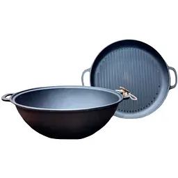 Котел чавунний My-dishes 400мм x 12л татарський (12.0кг) з кришкою сковородою гриль