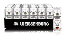 Упаковка пива Weissenburg Pilsener світле фільтроване 5% 12 л (0.5 л x 24 шт.) з/б - мініатюра 2