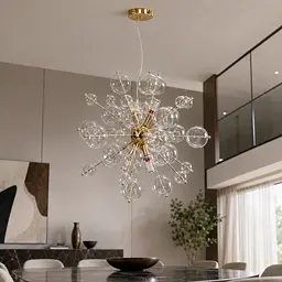 Підвісна люстра Artlight 6403GD на 6 ламп E14 з прозорими скляними кулями