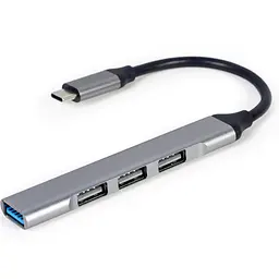 Хаб USB Gembird UHB-CM-U3P1U2P3-03, Grey, Type-C 3.1 - 1xUSB 3.0/3xUSB 2.0, кабель 13 см, алюмінієвий корпус
