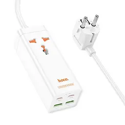 Подовжувач AC10A Talent PD65W+QC3.0 (2USB-A/2C/1xSocket) (1.5 m) White Hoco teh0029518 - мініатюра 2