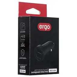 АЗУ ERGO ECC-224 Mini 2.4A 2xUSB Car Charger (black) - мініатюра 5