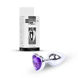 Анальна пробка B - Series HeavyFun Jewellery Silver Heart, 7 см (фіолетовий) - мініатюра 9