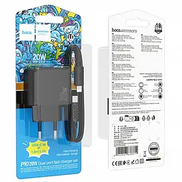МЗП Hoco CS16A Wish PD20W (1USB-C/1L) + кабель Type-C to Lightning Black - мініатюра 6