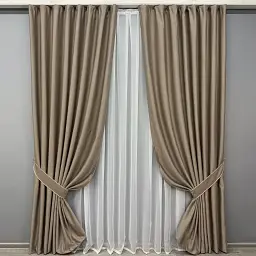 Комплект штор VR-Textil шеніл 2 шт 150x270 см світло-коричневий (1906ш) - мініатюра 2