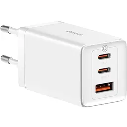 Зарядний пристрій Baseus GaN5 Pro 65W 2×Type-C + USB з кабелем Type-C to Type-C 100W 1 м White (CCGP120202)