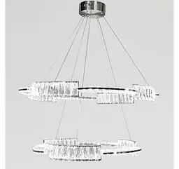 Велика хромована LED люстра Artlight 552/80+60CH із двома скляними кільцями 180W - мініатюра 3