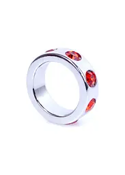 Ring-Metal Cock Ring with Red Diamonds Small Boss Series 64-00004 99076